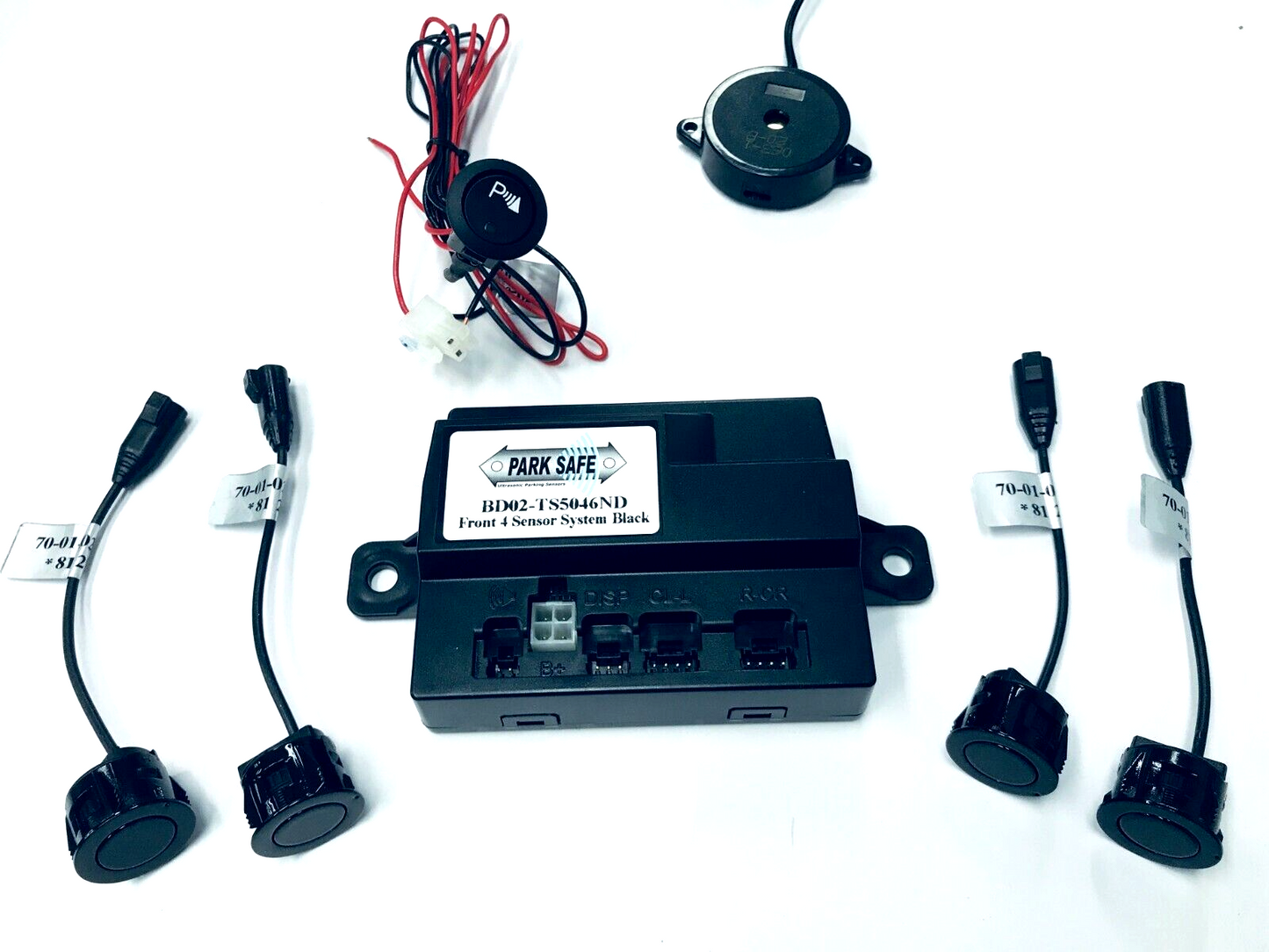Parksafe Pro 02-TS5046NDR3B Front Parking Sensor Kit, No Display, Buzzer, 10-15 Deg. Bezel, 4.8Mtr Black Plastic Sensors