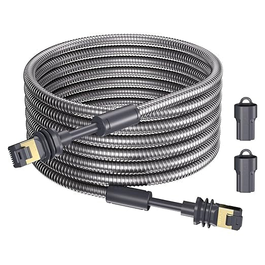Starlink (Gen 3 Standard) Outdoor Armoured Stainless Steel Sleeve Ethernet Cable; 23Mtrs