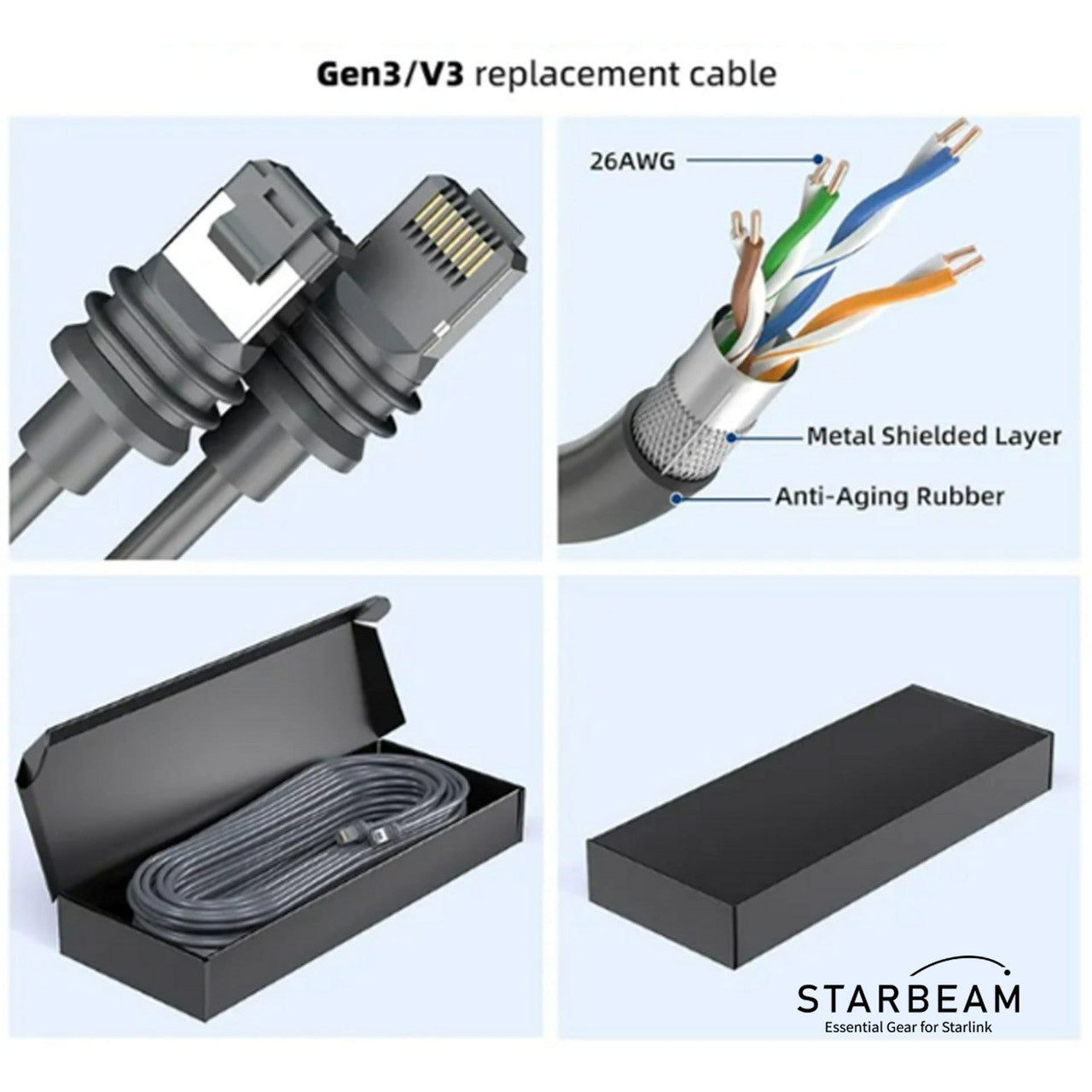 STARBEAM Starlink Gen3 Outdoor Ethernet Cable 30m