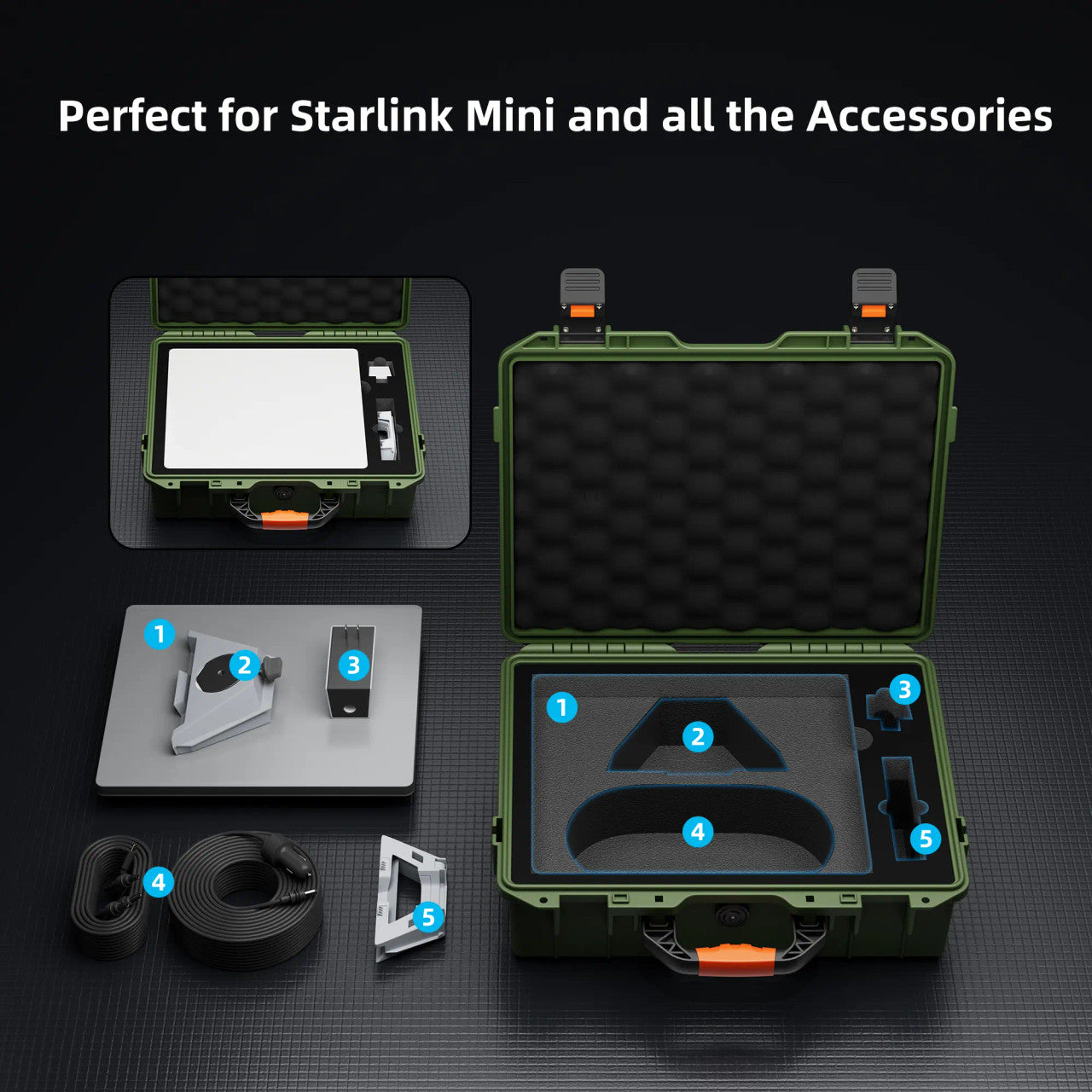 STARBEAM Starlink Mini Hard Protective Travel Case with Storage - Green