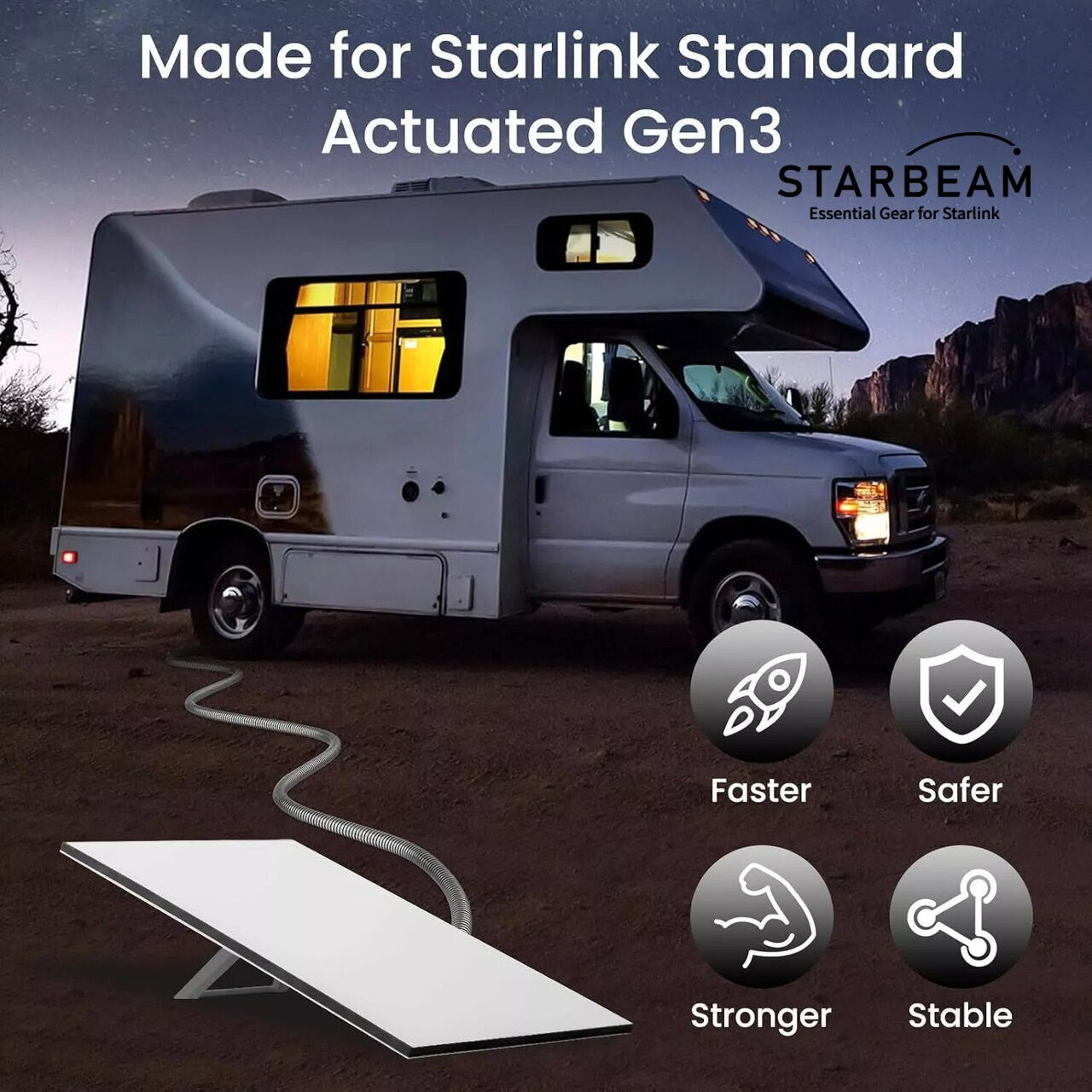 STARBEAM Starlink Gen3 Outdoor Armoured Stainless Steel Sleeve Ethernet Cable 23m