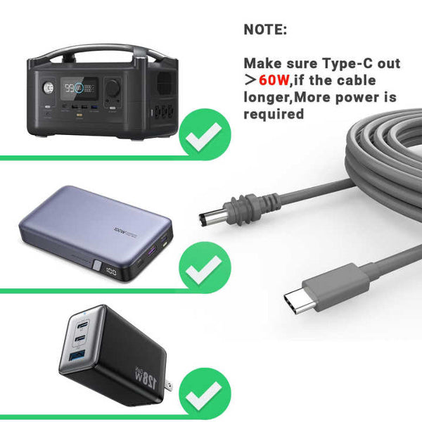Starlink Mini 20V DC 3m USB-C Power Cable 3Mtr