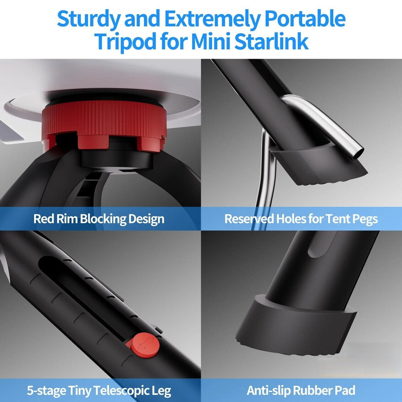 Starlink Mini 18cm Extendable Tripod with Adapter and Pegs