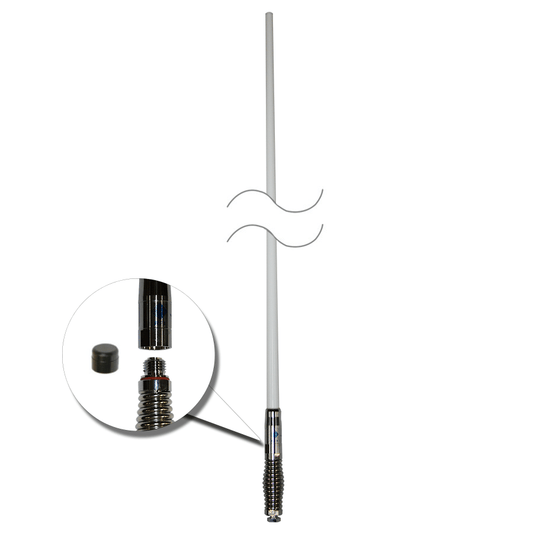 RFI CDQ8000-W Q-Fit UHF CB 477Mhz Collinear Antenna - White/Chrome 2080mm RFI