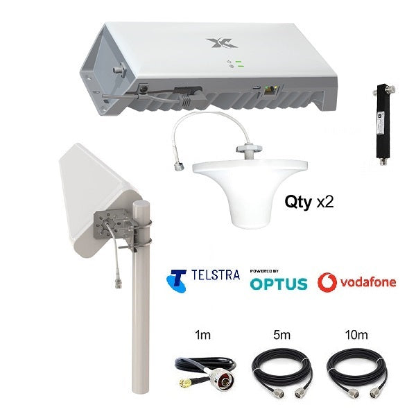 Cel-Fi GO G41-JE-DL-2SO Stationary Telstra |Optus|Voda 11dBi LPDA7040-11 | Dual DAS 6dBi DAS Omni Ceiling Antenna Bundle RFI - TELSTRA | OPTUS | VODAFONE