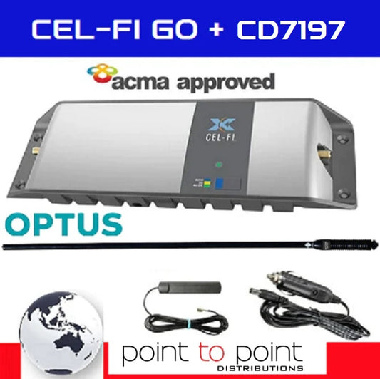 Cel-Fi GO G31-3/8/28MK-CD7-B Optus 4WD/Trucker Vehicle Pack incl 114cm RFI CD7197-B-SMA (7.5dBi) Antenna RFI - PTP DISTRIBUTIONS (Optus Network)